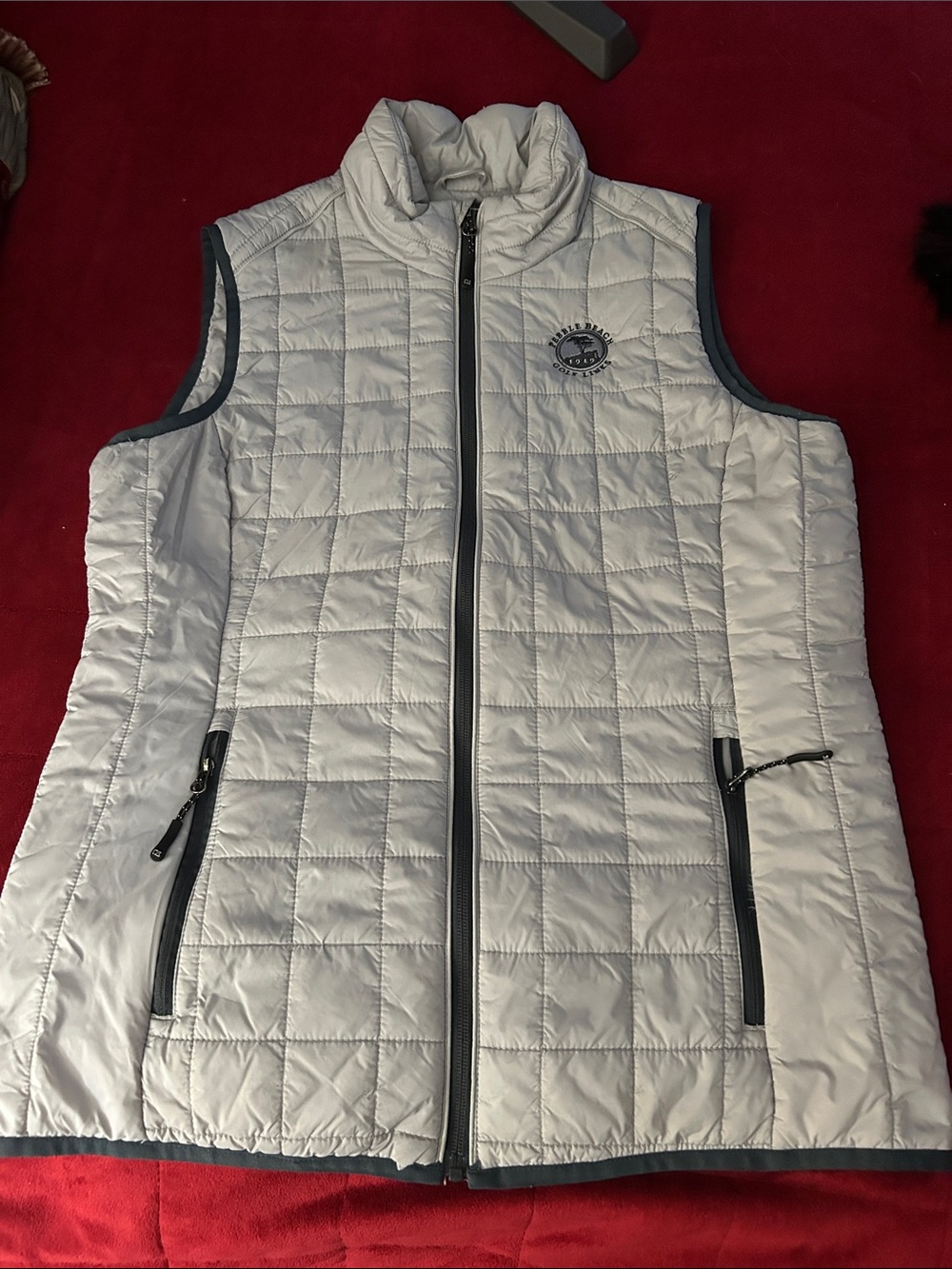 Lightweight Light Grey Quilted Vest with Stand Collar
